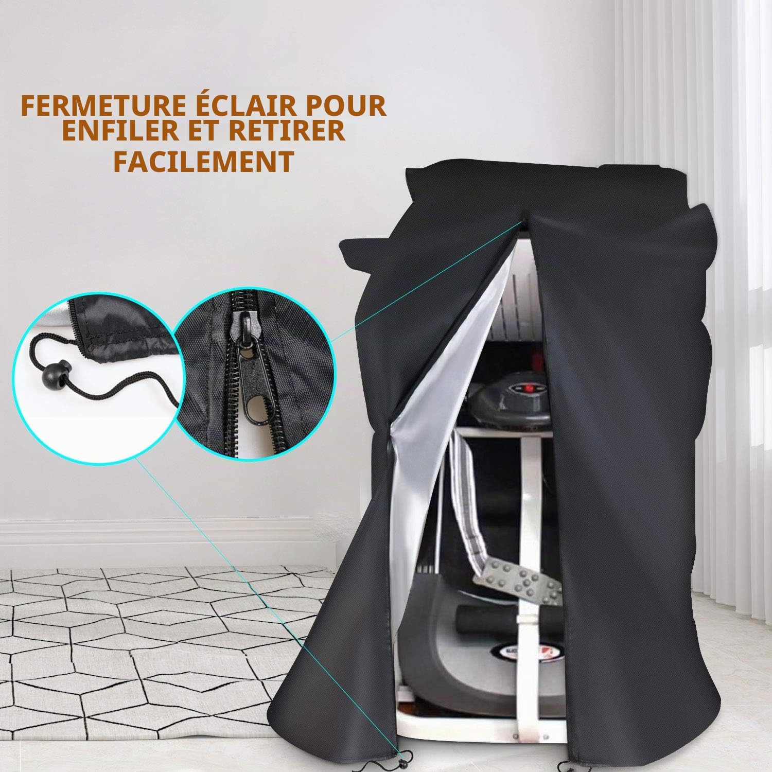 Housse de tapis de course pliable avec fermeture éclair, housse étanche à la poussière, ajustement universel, convient pour une utilisation en intérieur ou en extérieur