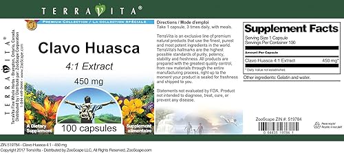 Miniatura 3 de Clavo Huasca 41-450 mg (100 Cápsulas, ZIN 519784)