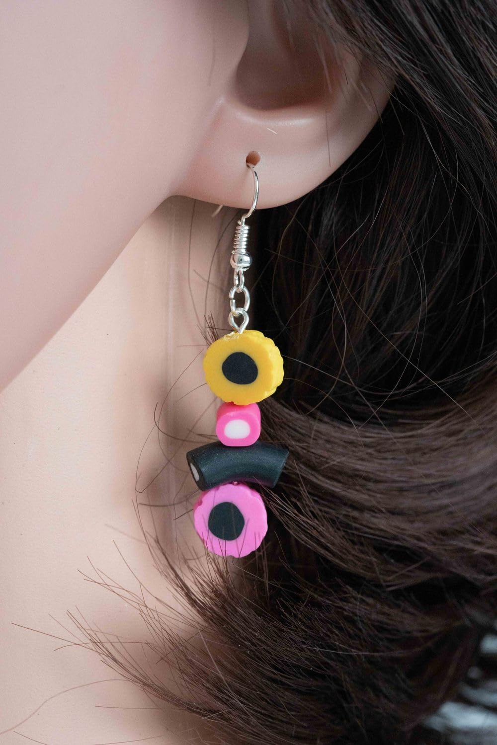 Miniblings Lakritz Ohrringe Hänger Konfekt Handarbeit Bonbon Süßigkeit Süß Essen 35mm - Handmade Modeschmuck I Ohrhänger Ohrschmuck versilbert