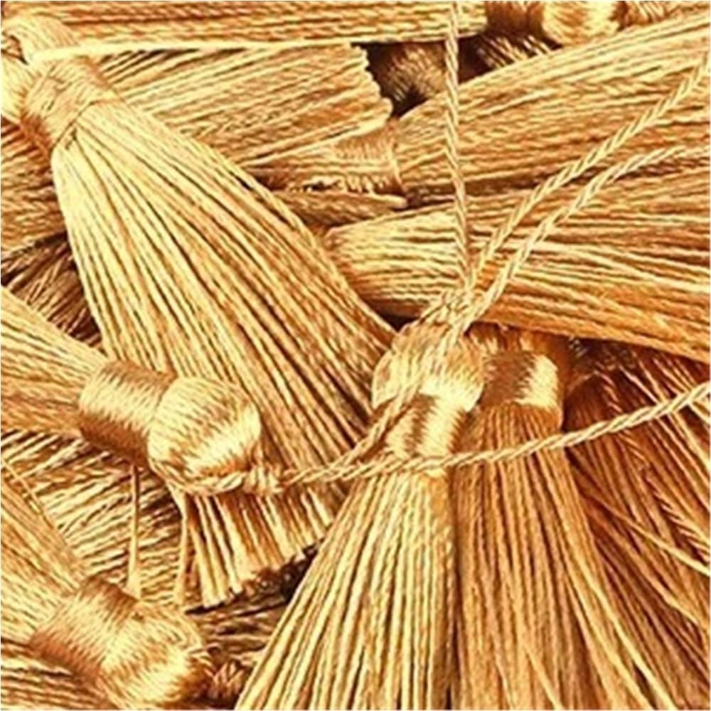 Handmade Tassel 50pcs 9.5cm/3.75 Inch Key Tassels, Polyester, DIY Handmade Bookmark for Crafts Accessories of Home(GOLD)