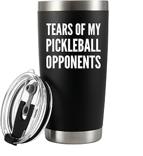 Panvola Tears of My Pickleball Opponents Tumbler Sports Player Gifts For Dad Mom Grandpa Grandma Vacuum Insulated Stainless Steel Tumbler With Removable Lid And Straw (20 oz)