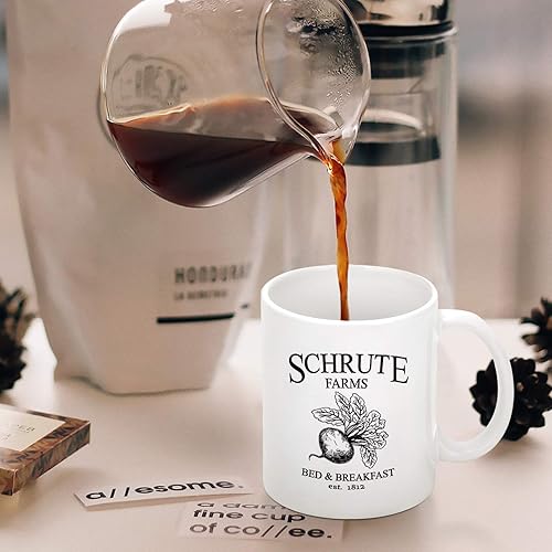 Miniatura 2 de Schrute Farms - Taza de café Schrute Farms Bed and Breakfast Est. 1992 The Office, regalos para hombres y mujeres, taza de café divertida, 11 onzas,
