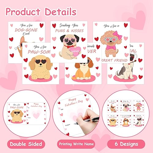 Miniatura 4 de Auch Regalos para el día de San Valentín para niños, paquete de 30 bolígrafos negros a granel con tarjetas de felicitación, regalos de San Valentín,