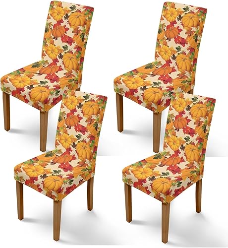 Miniatura 12 de Rnyleeg Fall Autumn Seat Covers for Dining Chairs Set of 2 Leaves Themed Stretch Dining Chair Covers Soft Comfy Chair Slipcovers for Kitchen Hoja de