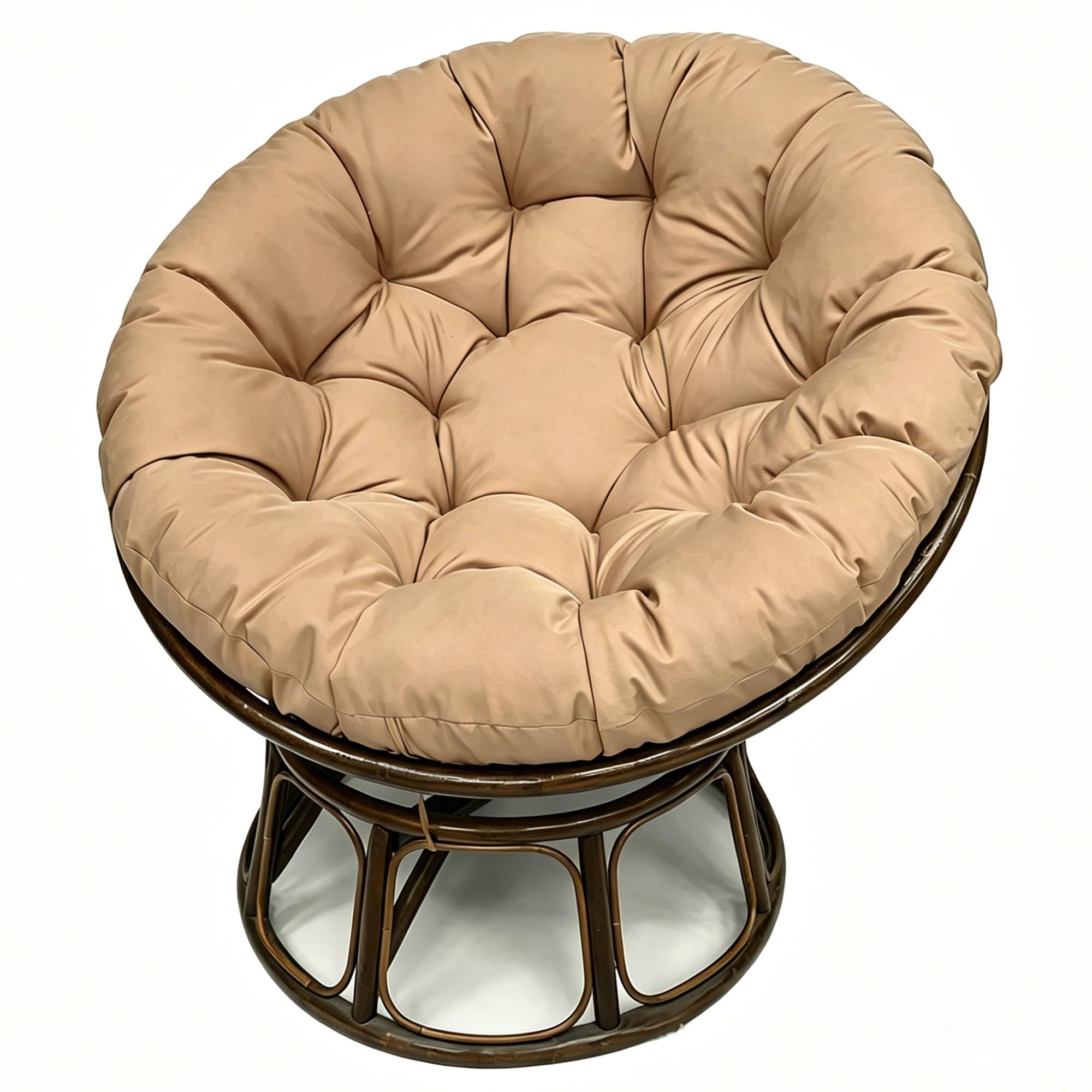 yanbinlife Cushion - Bucket & Moon Chair Comfy Round - Floor Pillow, Soft Circle Chair Cushion with Ties for Oval Saucer Egg Chairs (Frame Not Included)(Khaki,43.3 x 43.3 in)