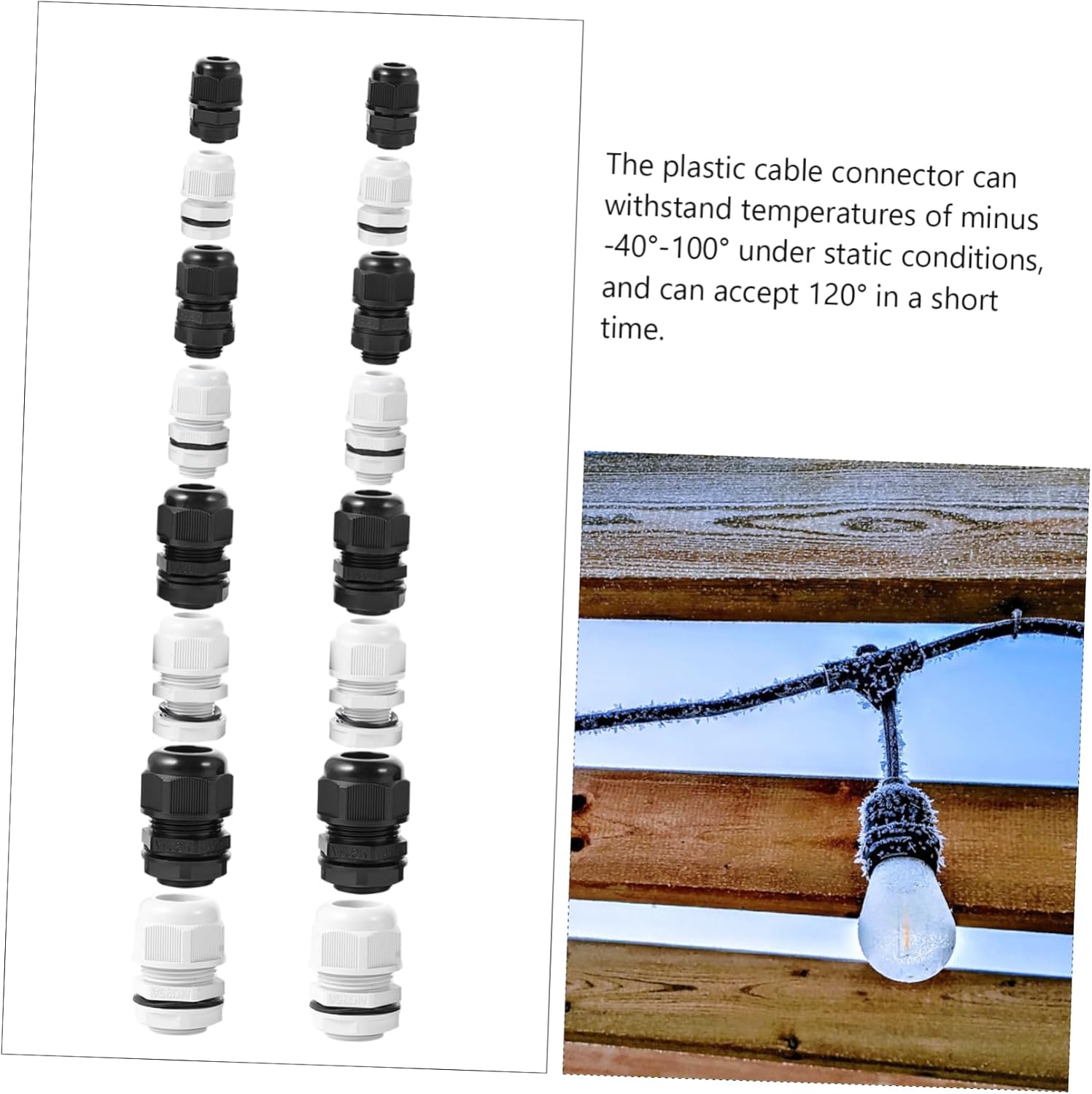 40pcs Marine Grade Wire Connectors Waterproof Cable Gland Plastic Gland Cable Pass Through Connector Set