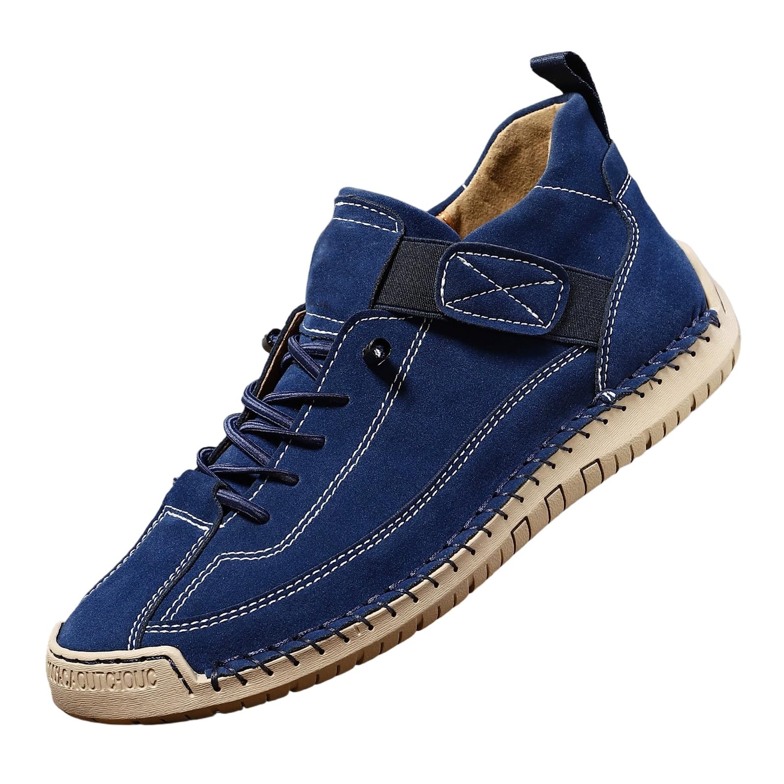 Mens Hand Stitching Leather Lace Up Ankle Boots Womens Casual Chukka Short Boots Vintage Non Slip Flats Loafers