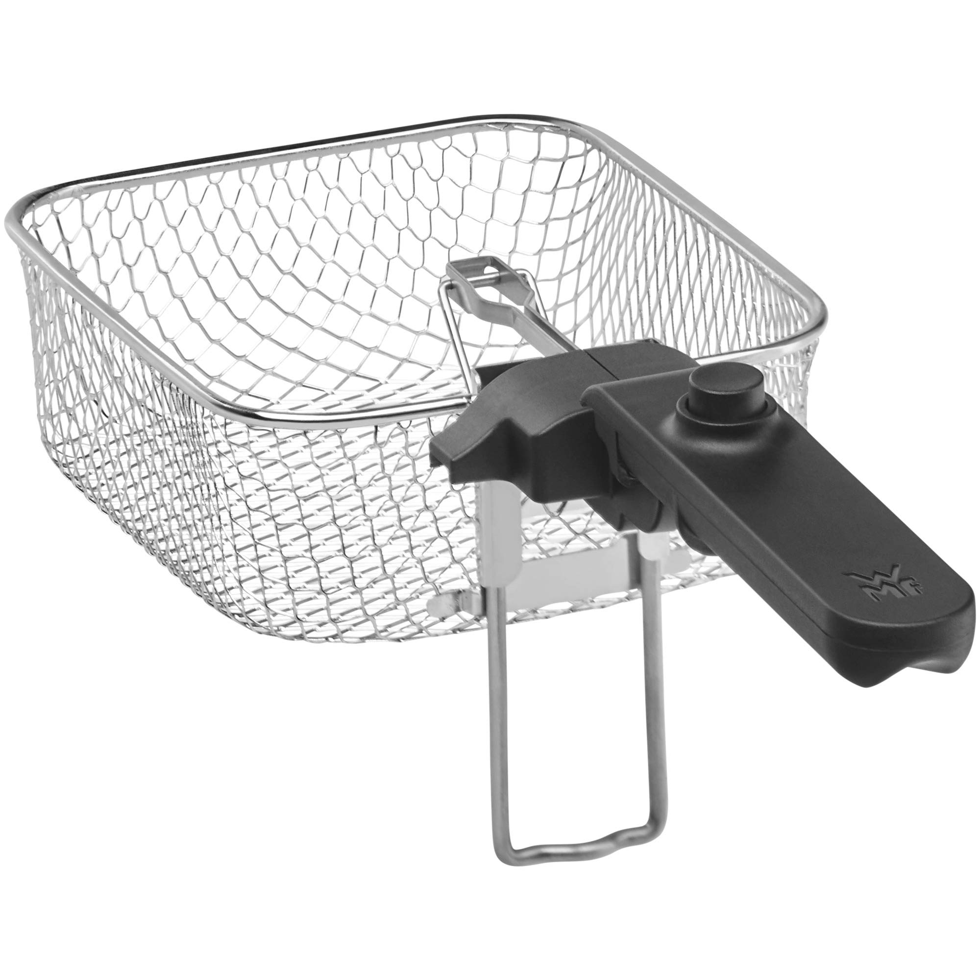 WMF Küchenminis mini frytkownica z tłuszczem/olejem, mini frytkownica z krajalnicą do ziemniaków, 1000 W, wyjmowany pojemnik na olej, na chrupiące frytki, stal nierdzewna matowa