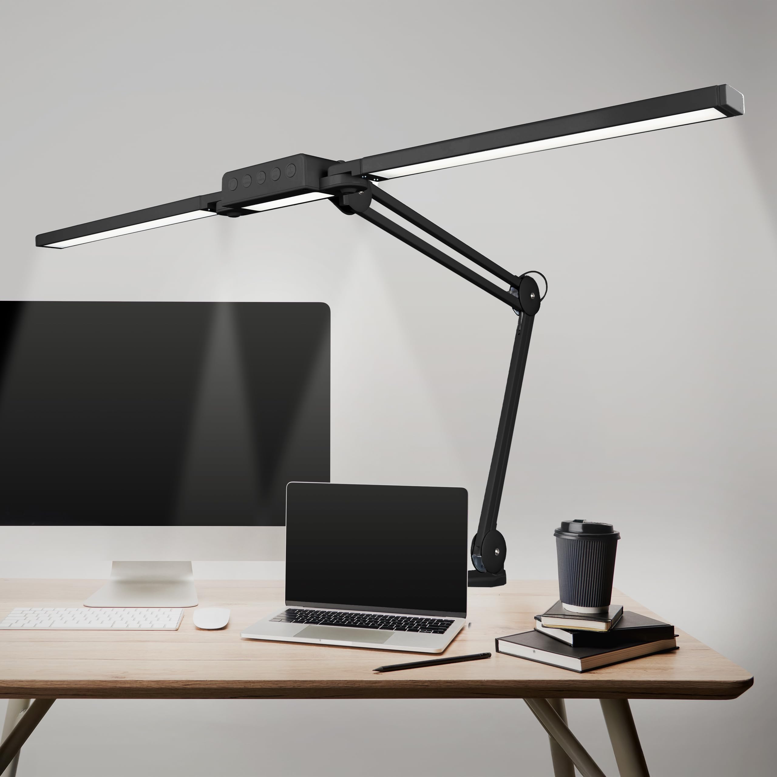 Neatfi LED Desk Lamp, Dimmable Desk Light with 360 SMD LEDs, 30W, CRI 95, Adjustable Color Temperature, Task Lamp for Home, Office, and Workbench (CCT, Black, 104CM)
