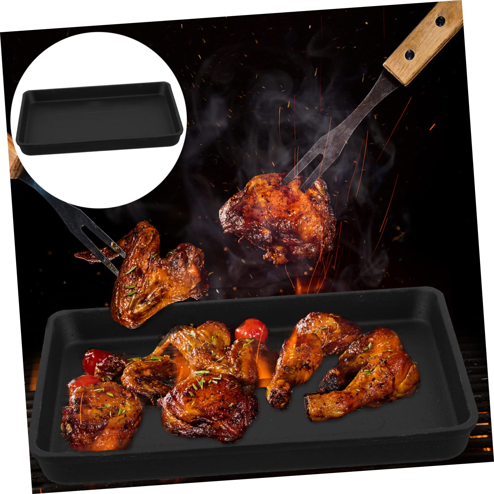 Amazon.co.jp: DOITOOL バーベキューグリルプレート 厚手長方形鋳鉄製