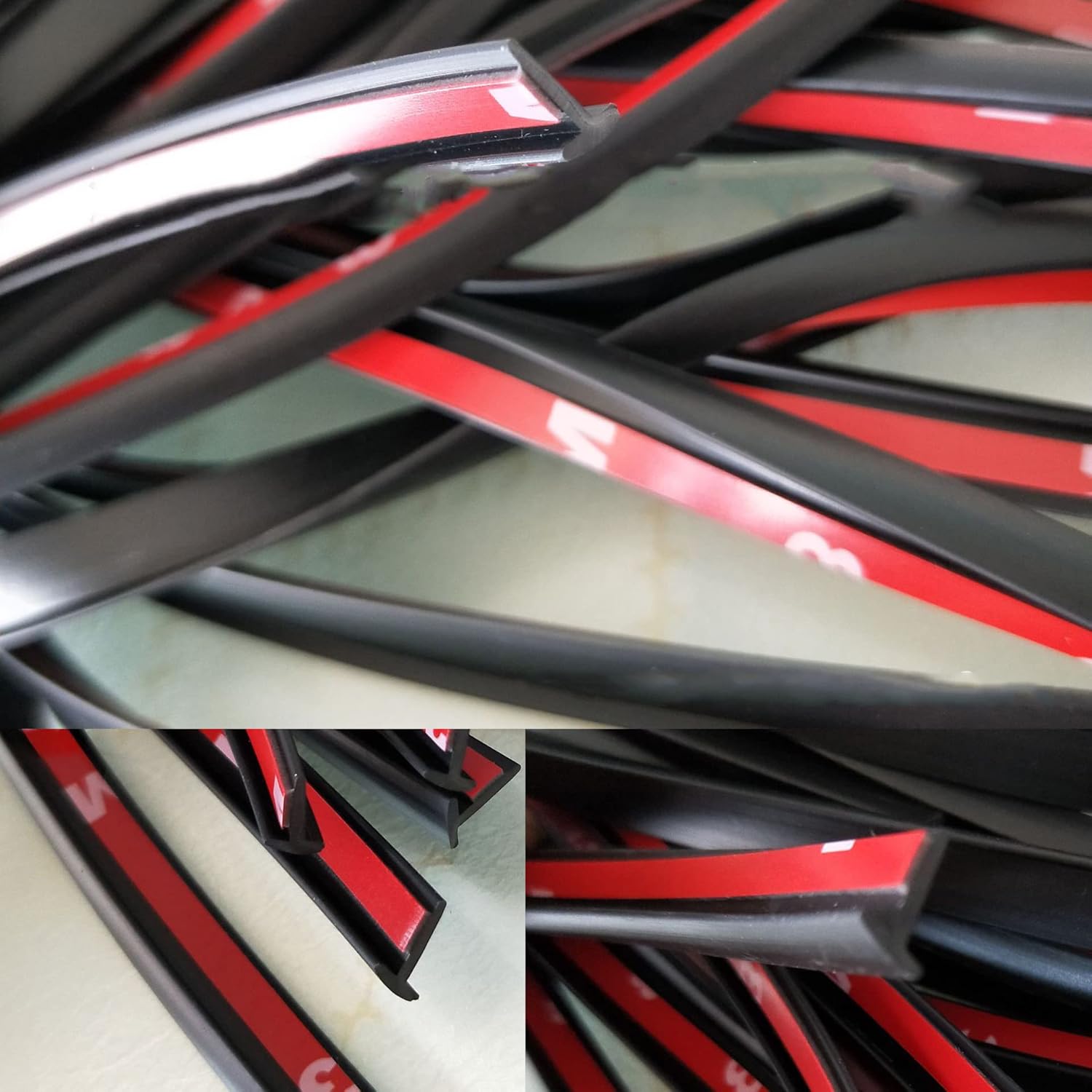 16.4FT 5M T-Shape Rubber Seal Strip Weatherstrip Universal Self Adhesive Auto Weather Draft ​for Car Windshield Edge Moulding Sealing Soundproof T-Type Protector Trim (10 * 8mm)