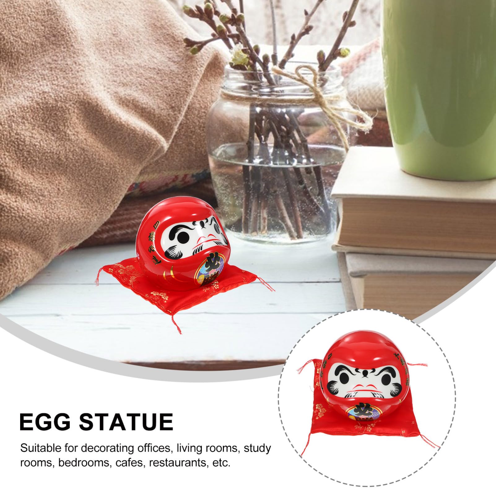 Figurilla Japonesa de Cerámica Roja para Coche y Estantería Decorativa