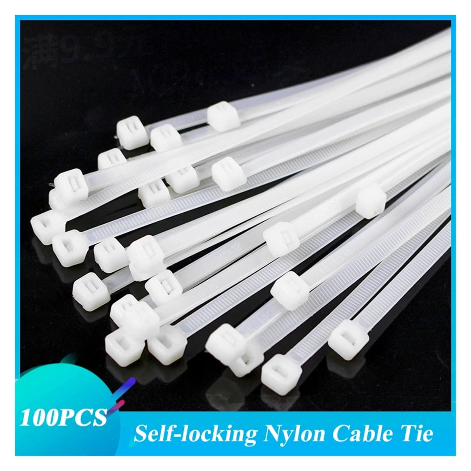 Fascette per Cavi Fascetta stringicavo autobloccante in plastica, in Nylon, Bianca, Organizer for Fissare Cavi, Fascette stringicavo(3.5x300mm(White))