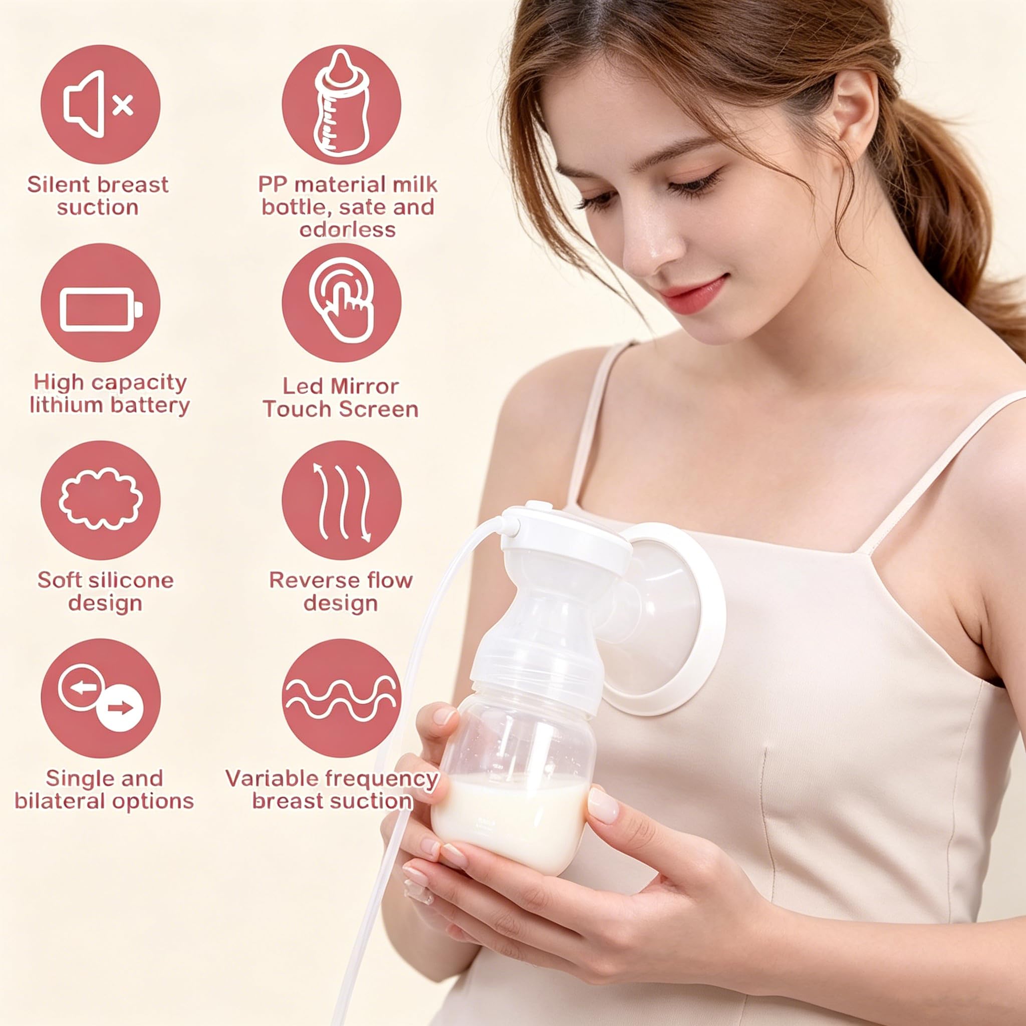 Sacaleches Eléctricos Doble, 3 Modos y 9 Niveles de Succión con Pantalla LED, Saca Leche Materna Electrico para viajes y hogar