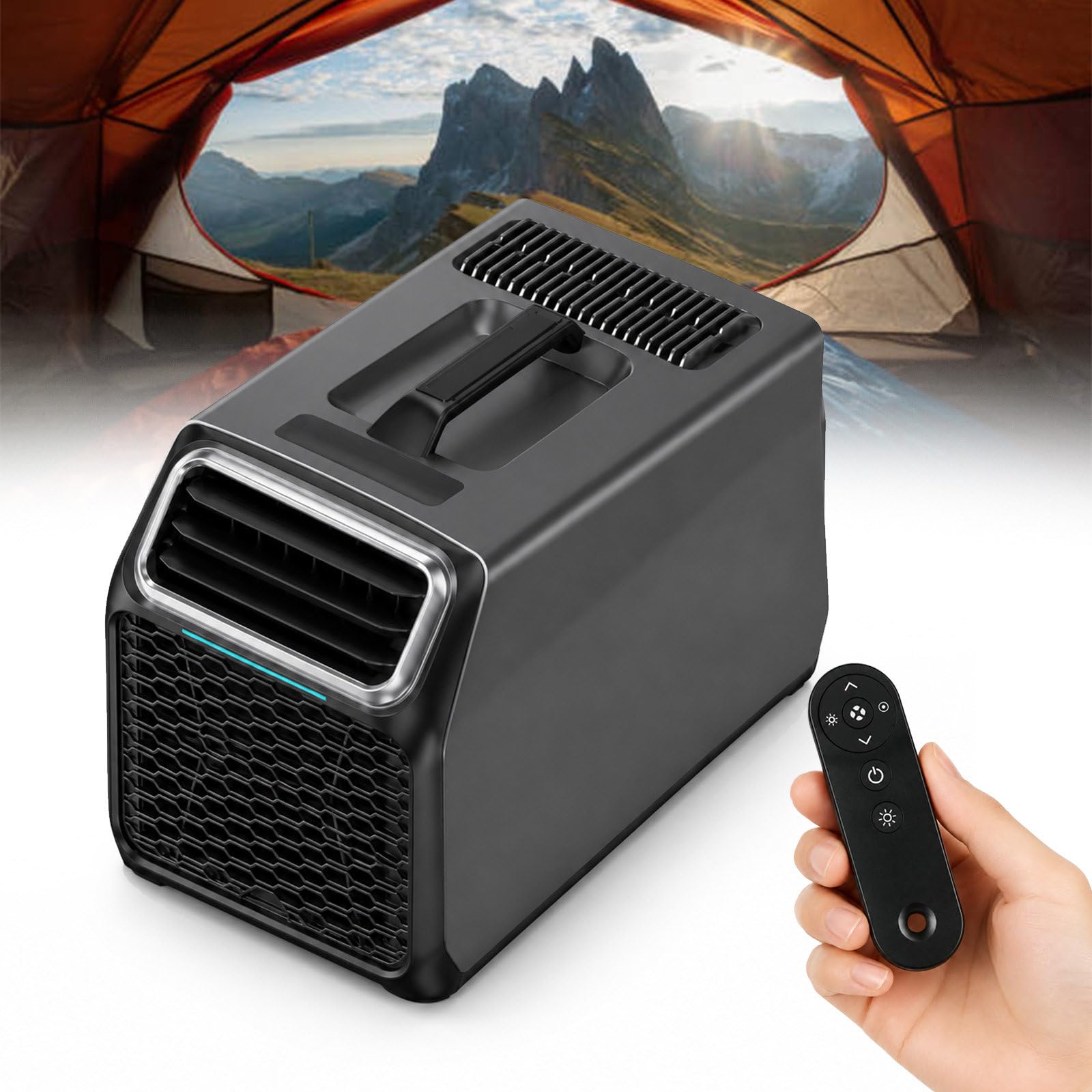 agreilduite Camping Portable Air Conditioner, 5000 BTU 2-in-1 Cooling Heating Unit, Self-Evaporating Portable AC with Remote,caravan air conditioning for Tent, Campervan, Motorhome, Caravan