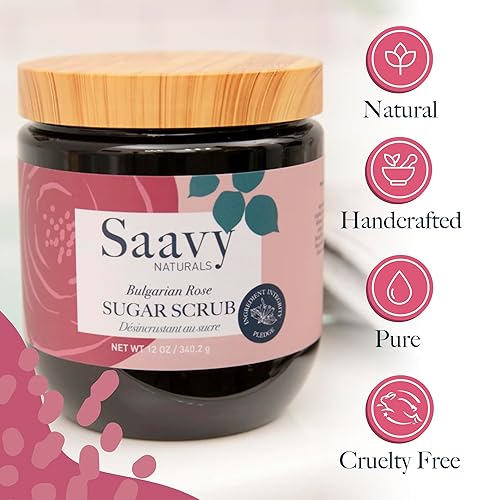 Miniatura 3 de Saavy Naturals Exfoliante de azúcar de vainilla de Tahití  Exfoliante corporal perfumado relajante con vitamina E  Set de regalo de lujo vegano, 12