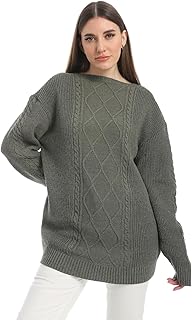 women wool plain pullover with round neck and multidesign