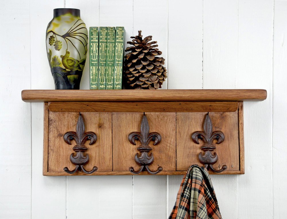 Alpine Craft Works Wooden Coat Rack / Wall Mount (CR02-24-BRN-FLEUR)