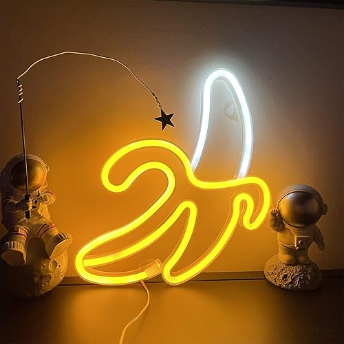 Miniatura 7 de ENUOLI Letreros de neón de plátano, luz de neón de plátano de 11.4 x 7.9 pulgadas, luces LED de neón para decoración de pared, lámparas nocturnas