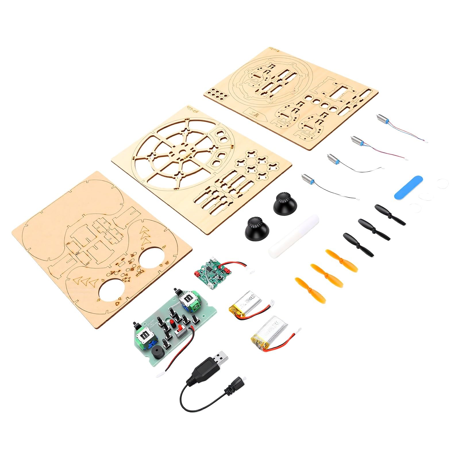 Kit di Assemblaggio Drone in Legno Fai-da-te, Modello di Costruzione 3D Creativo, Mini Quadricottero RC, Kit di Scienze Educative per Adolescenti e Adulti