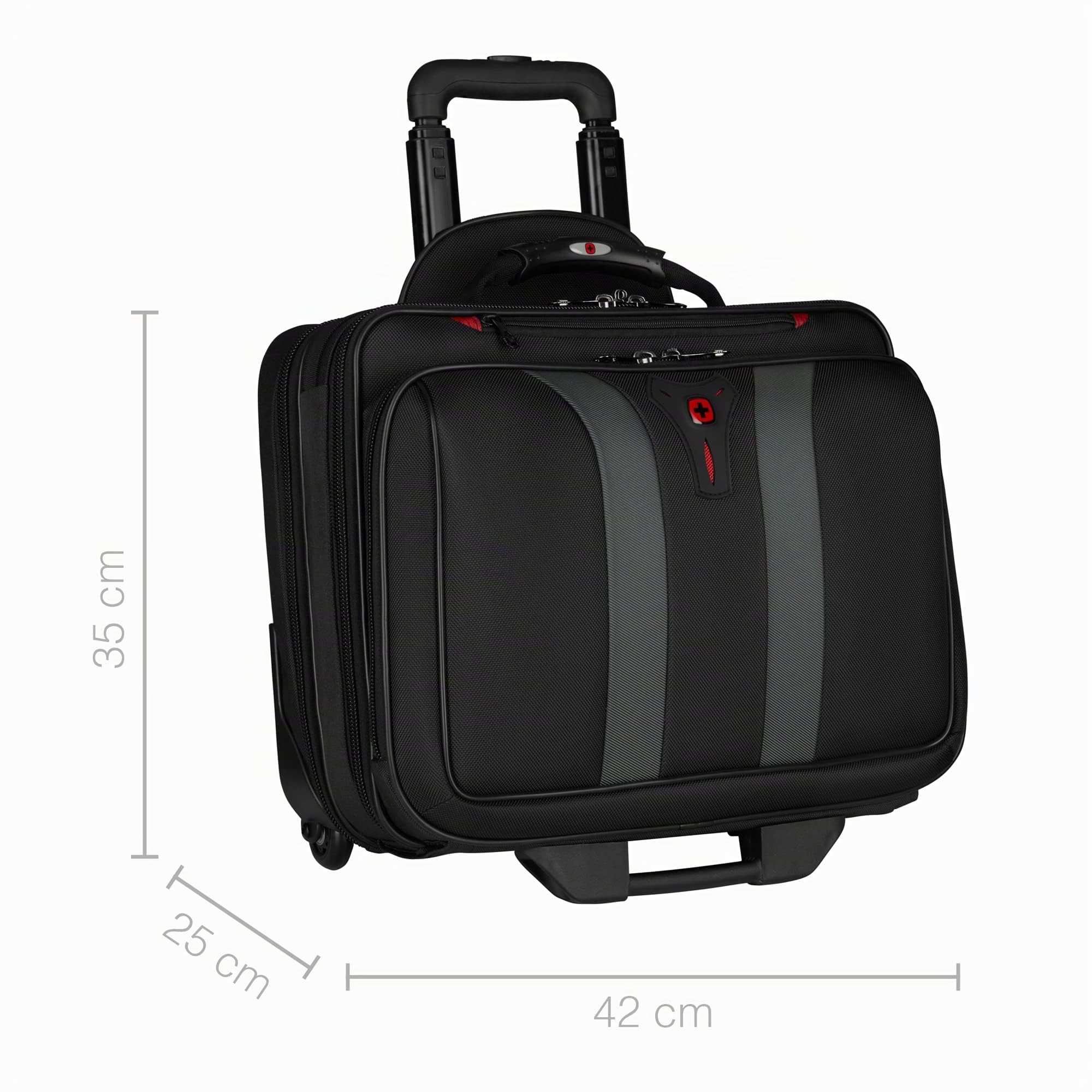 WENGER Granada Aktenkoffer, Laptop-Tasche zum Rollen, Notebook bis 15,6 Zoll, 29 l, Damen Herren, Büro Business Uni Schule, Schwarz, 600659
