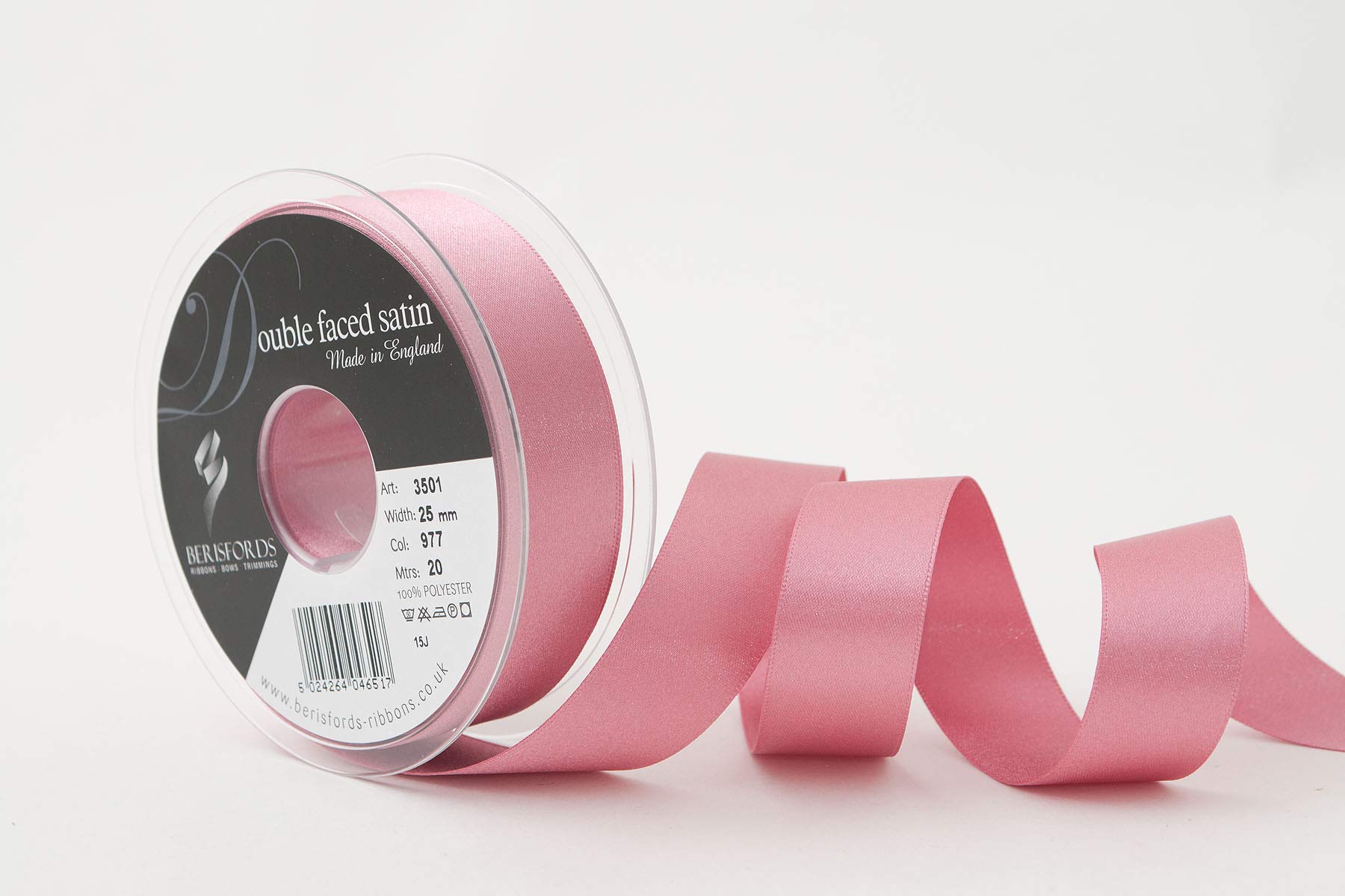 Berisfords Double FACE Poly Satin Ribbon, Mauve, 10.5x10.5x3 cm