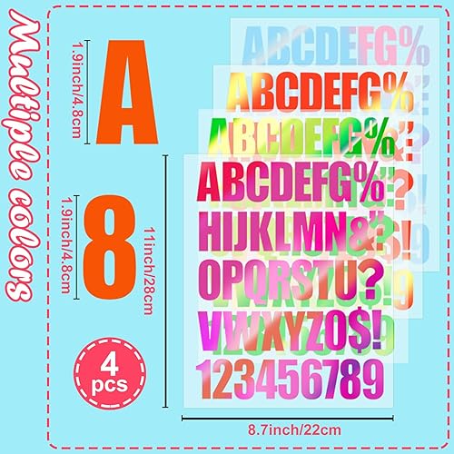 Miniatura 7 de Cysincos 4 colores que brillan en la oscuridad para planchar en vinilo con patrón de letras para planchar en ropa, almohada, mochila, suministros de