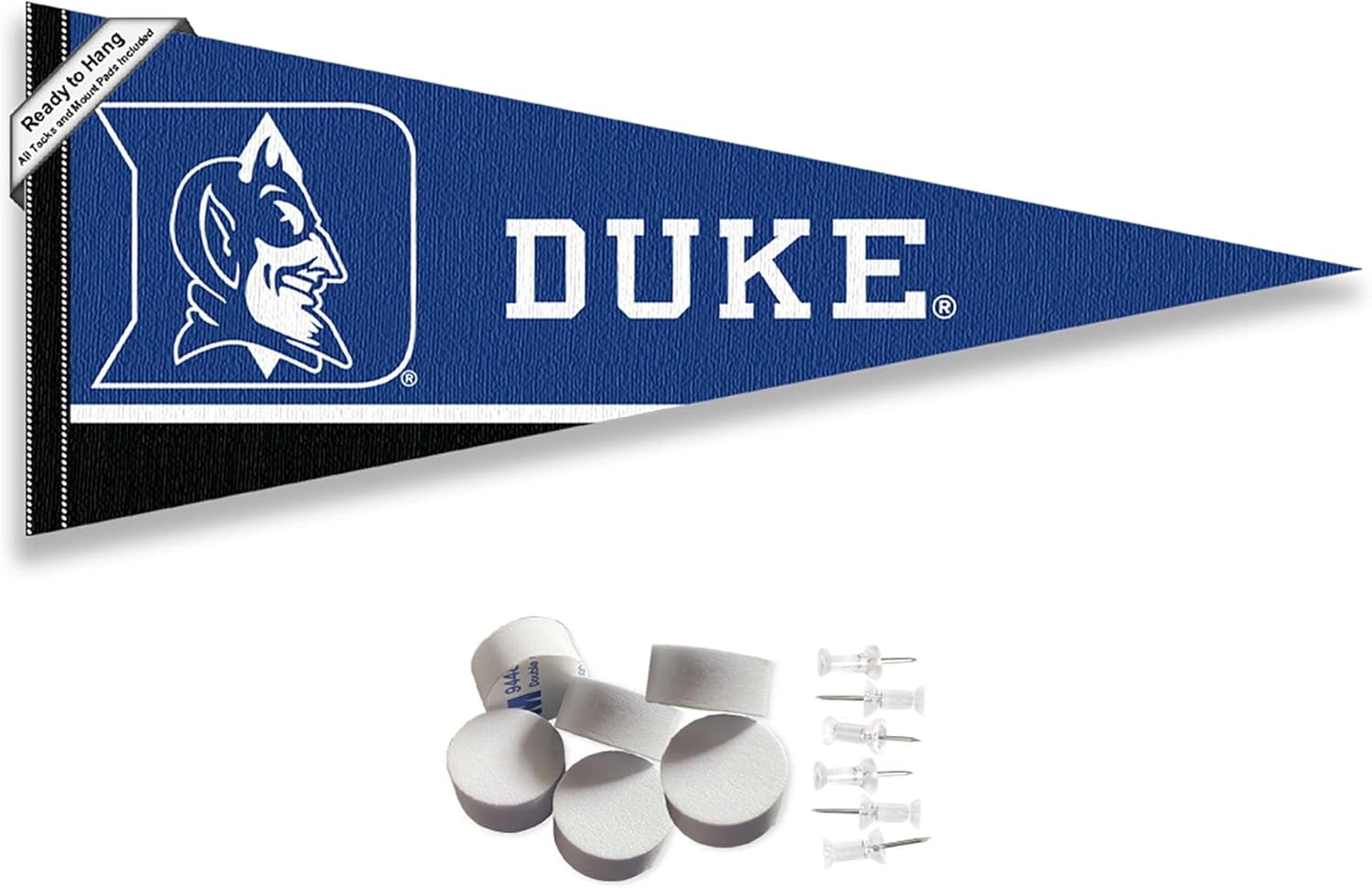 College Flags & Banners Co. Duke Blue Devils Pennant Flag and Wall Tack Mount Pads