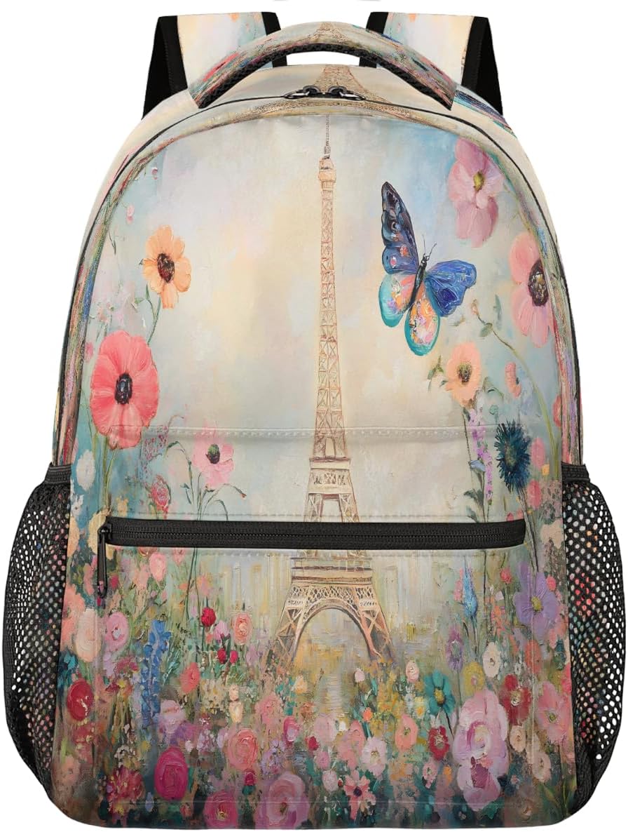 Paris Eiffel Backpack Foldable 18In 21L Laptop Daypack for Men Women