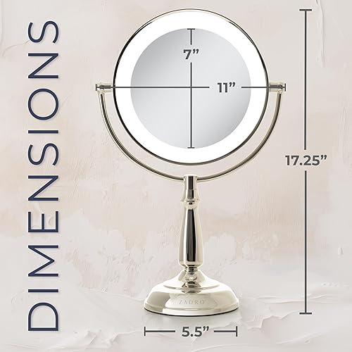 Miniatura 3 de Zadro Espejo de maquillaje de 11 pulgadas con luces y aumento regulable táctil LED iluminado espejo de maquillaje con aumento 5X1