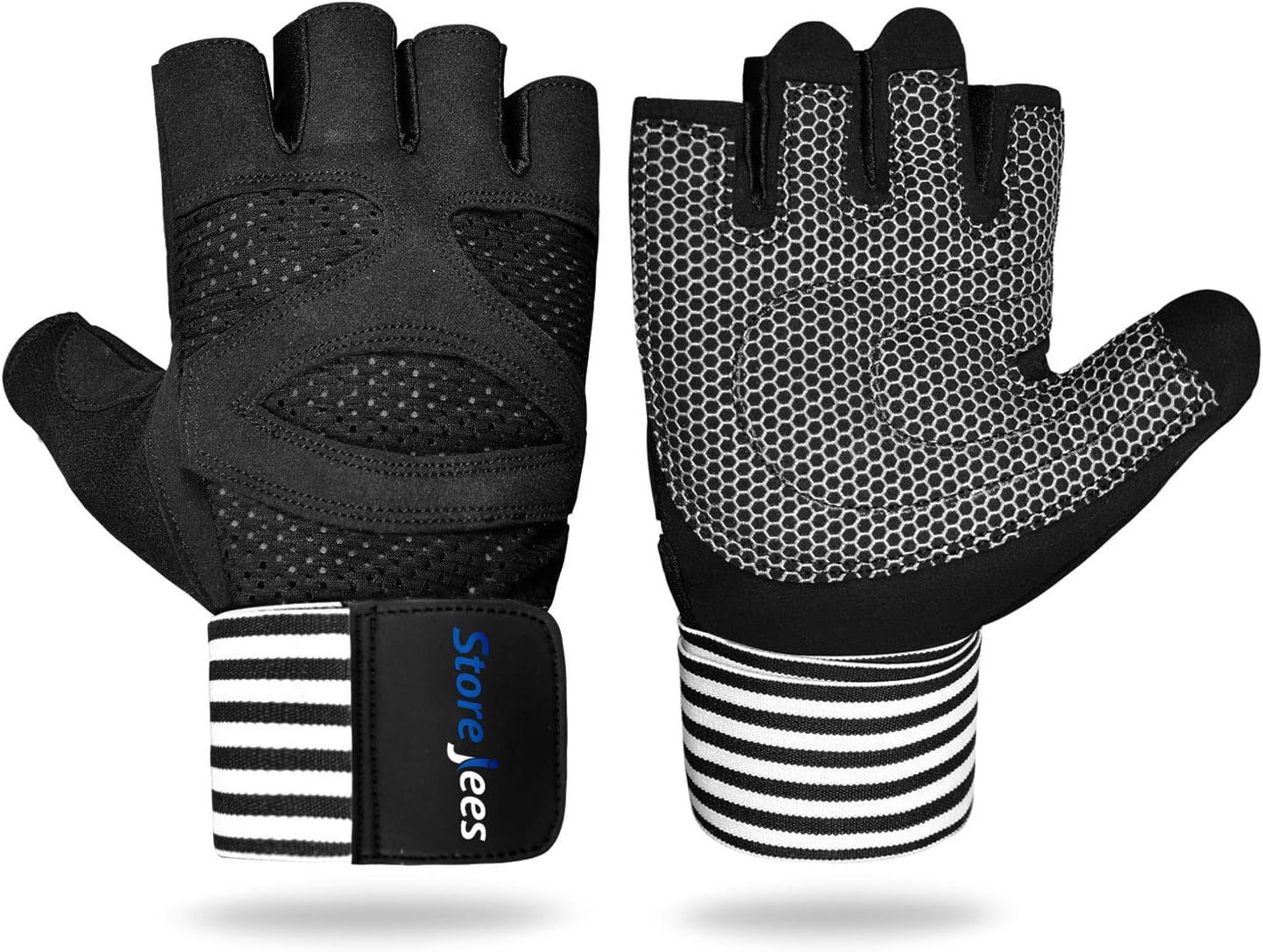STOREJEES Workout Gloves with Wrist Wrap Support -Medium
