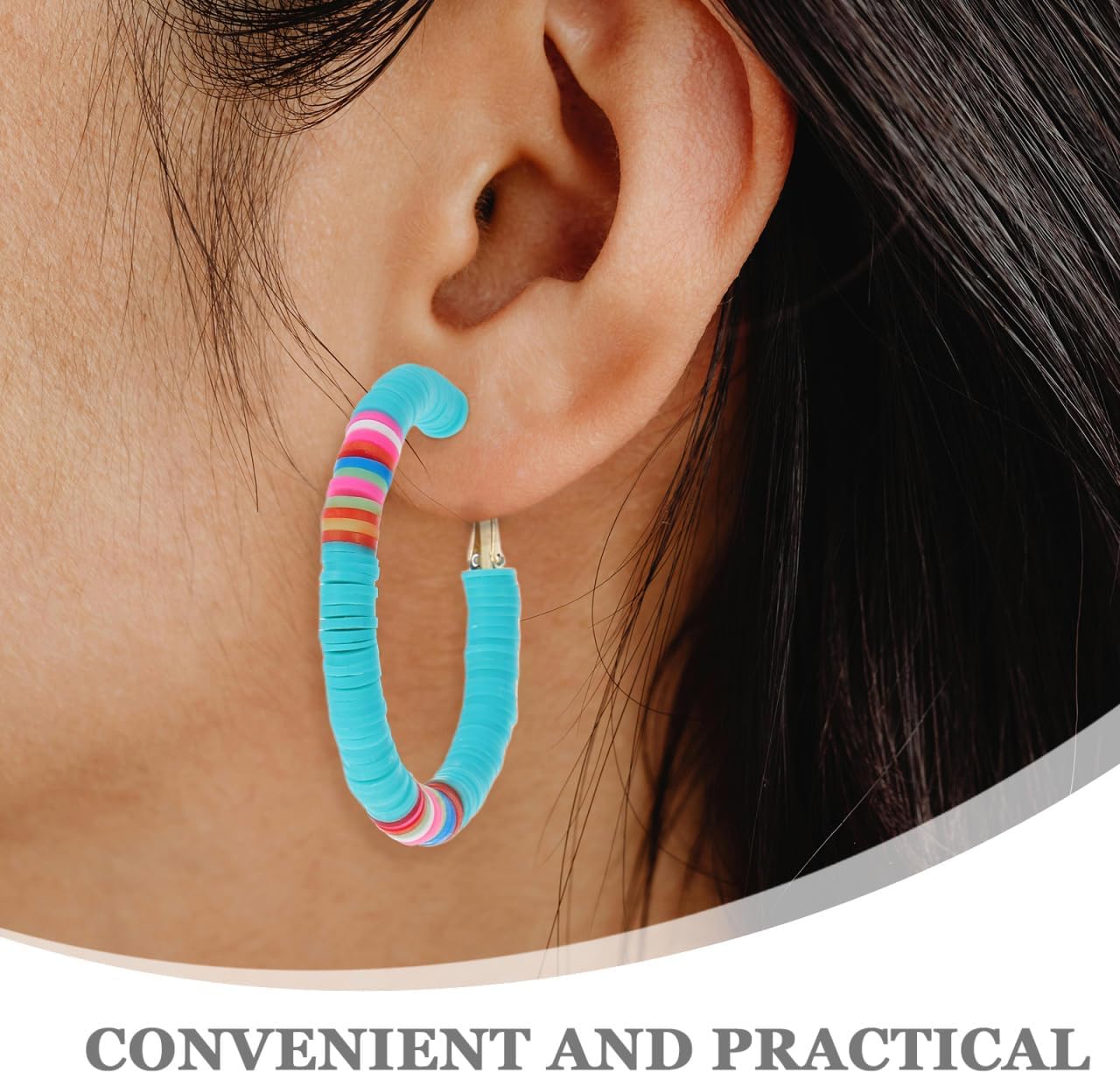 LIFKOME 6 Pairs Bohemian Colorful Soft Polymer Clay Hoop Earrings Lightweight Open Circle Jewelry for Women - Image 2