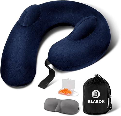 Almohada de cuello inflable para viajes, almohada de viaje para la cabeza y el cuello, almohada de cuello de viaje para avión, tren, automóvil,