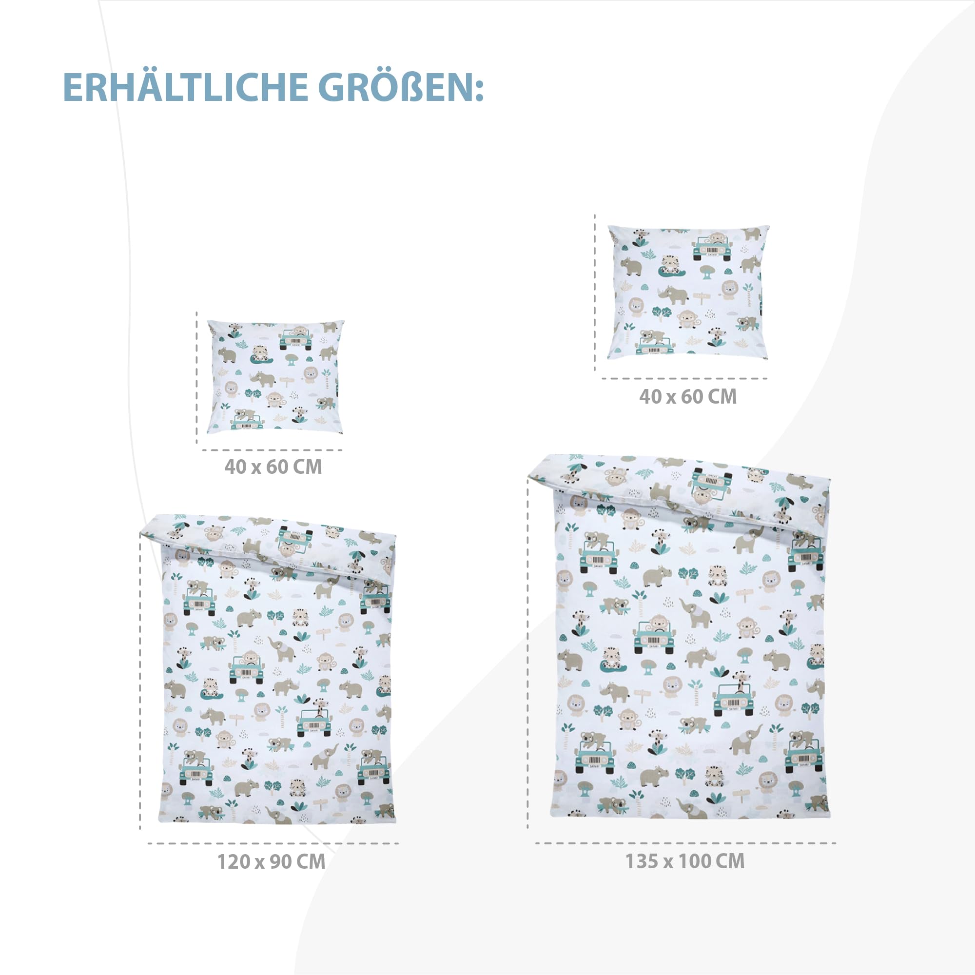 Totsy Baby Copripiumino lettino neonato 100x135 cm - Cotone parure di copripiumini bambino e bambina per culla Set lenzuolo per piumino 100 x 135 cm con federe 60 x 40 cm