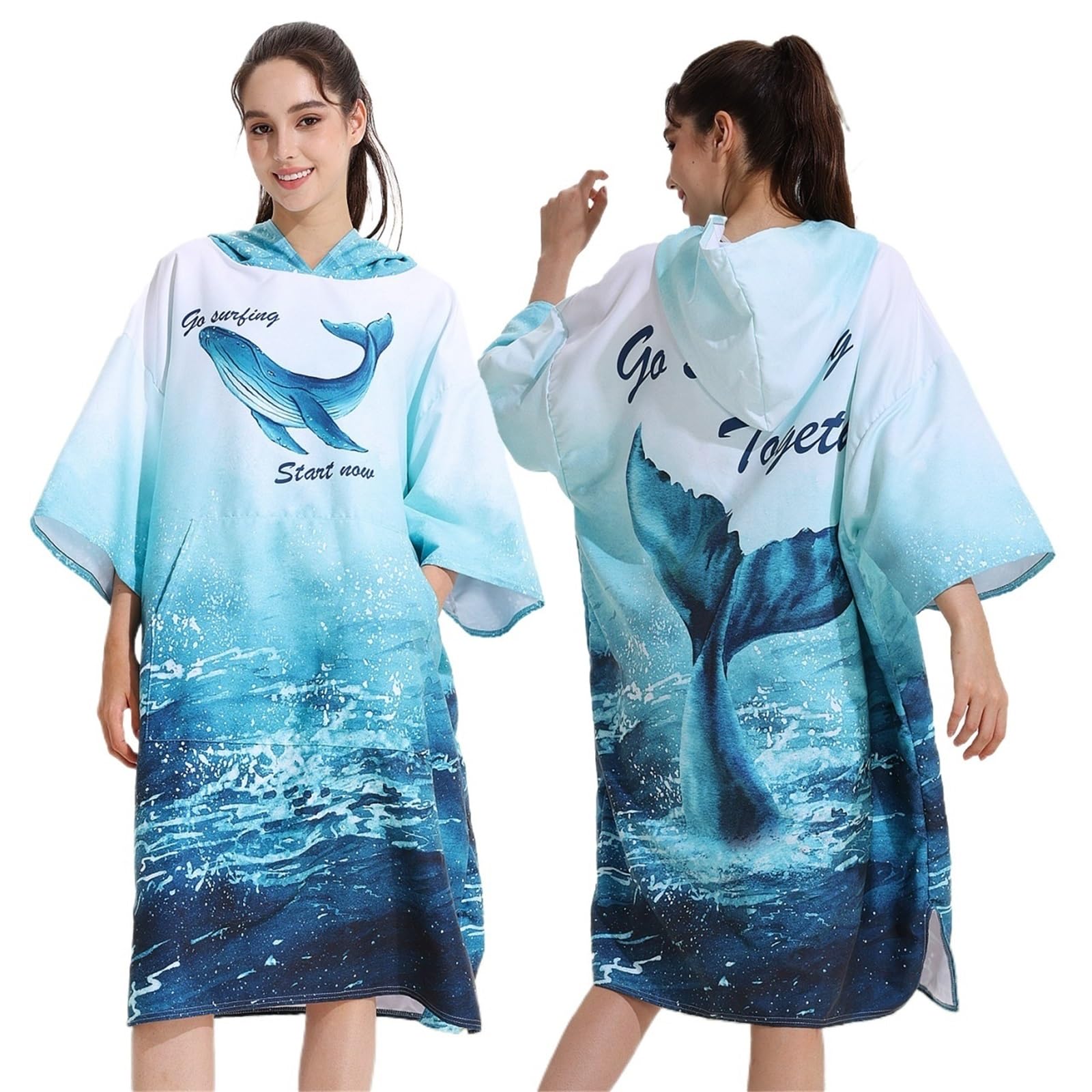 Poncho, asciugamano, accappatoio, poncho ad asciugatura rapida, con cappuccio, da spiaggia, for adulti Poncho da Spiaggia(Blue)