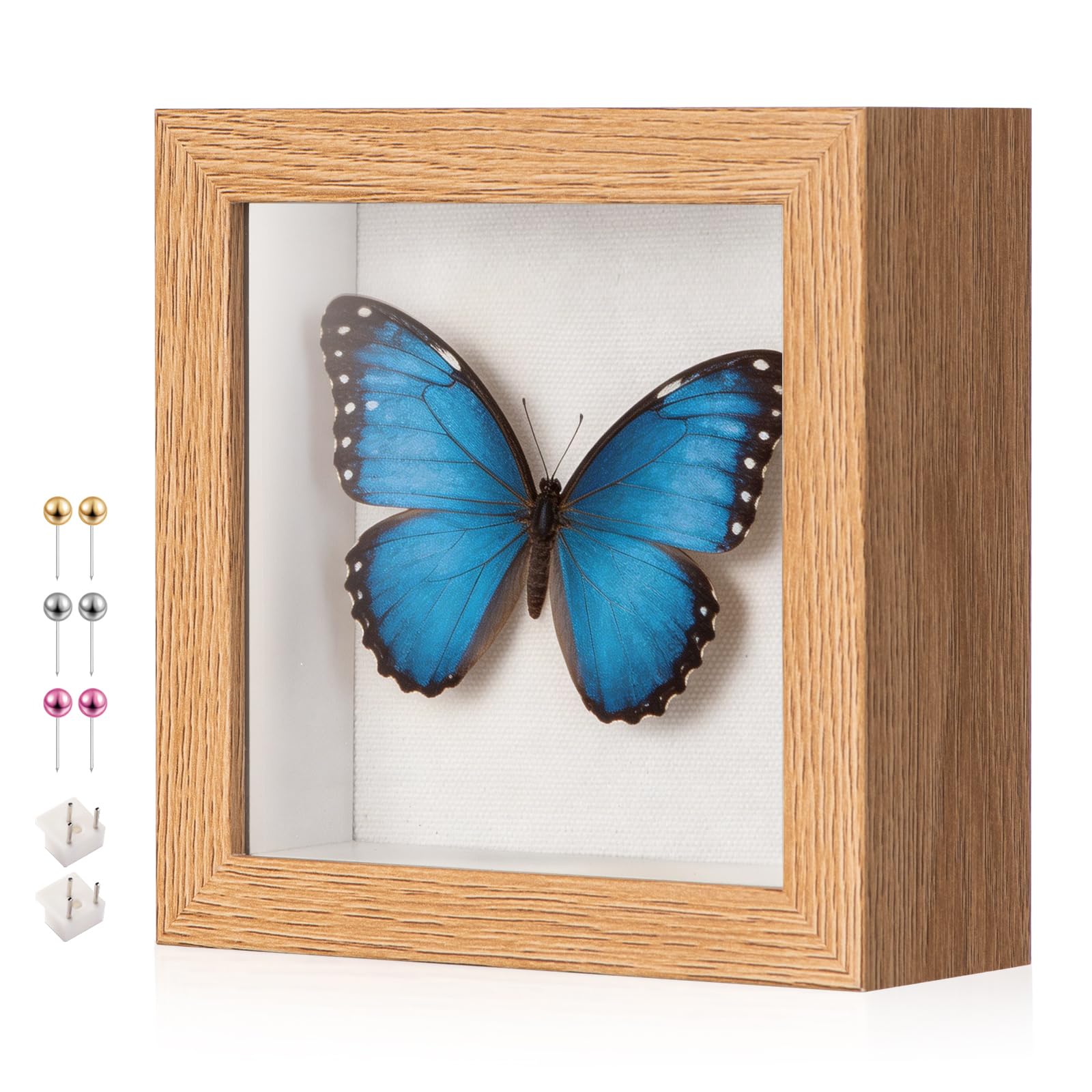 MGLIFEUL Wood 4x4 in 3d Deep Photo Shadow Box Frame with Genuine Glass Panel，Box Frames for Crafts 3d Deep for Filling Objects Pet Photos Artworks Memories Flowers Insect Medal Display