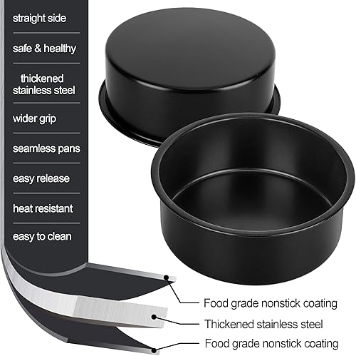 Miniatura 3 de AWTBDP Juego de 3 moldes redondos de 6 pulgadas, acero inoxidable, antiadherentes, redondos, para cumpleaños, bodas, capas de pasteles,