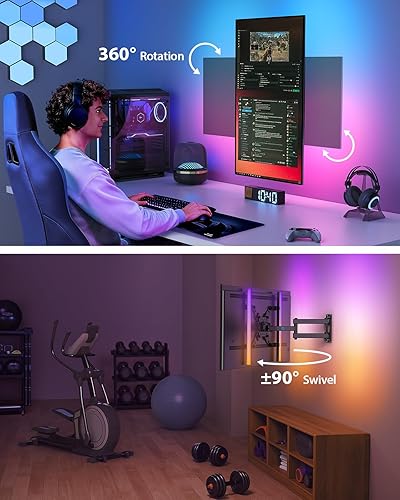 Miniatura 5 de Pipishell Soporte de pared para TV de movimiento completo con luz LED para televisores Echo Show de 2115 y 13  42 de hasta 44 libras, VESA máximo de