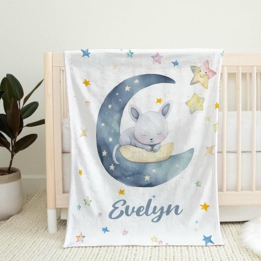 Personalized Baby Blanket for Boys, Cat Baby Blanket with