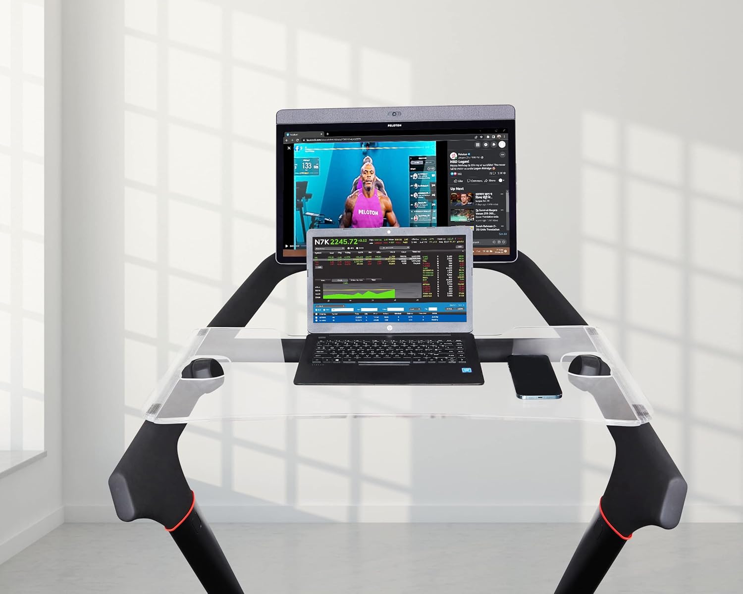 Treadmill Tray Compatible with The New Peloton Tread - Walking Tray Holder for Laptop, Tablet, Phone - Easy Mount, Exercise Workstation for Peloton Tread (Acrylic Tray)