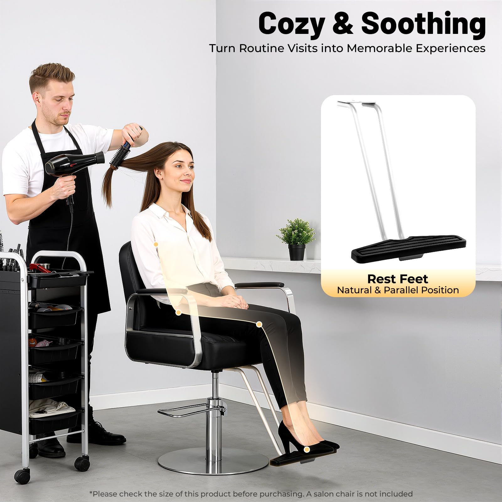 Podnóżek do krzesła fryzjerskiego 32,2 x 55 cm, ergonomiczny design, nowoczesne części do salonu fryzjerskiego, tatuaży i wyposażenia fryzjerskiego