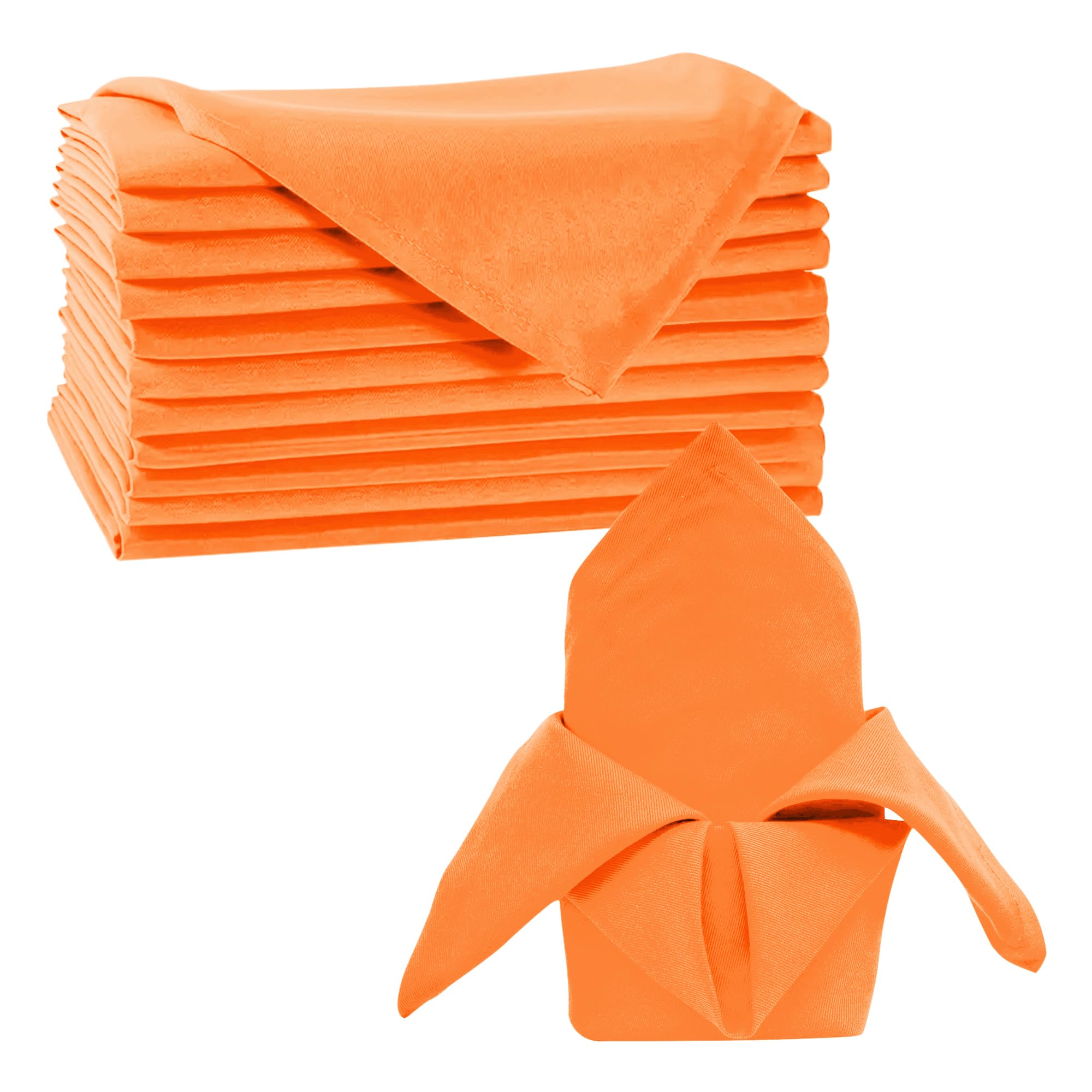 Trimming Shop 20 Inch Orange Polyester Table Napkins, 50x50cm Square, Reusable, Wrinkle-Resistant Cloth Napkins for Dinner Parties, Events, Weddings, Restaurants & Hotels, 10pcs โ image 1