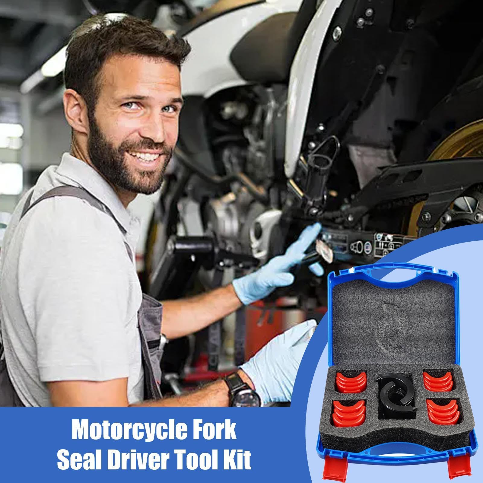 Fork Seal - Attrezzo di tenuta per della bicicletta, 14 x kit di | guarnizioni per auto Vista Motorcycles – kit per installatori di sigillatura, attrezzi per motociclisti, con custodia per il
