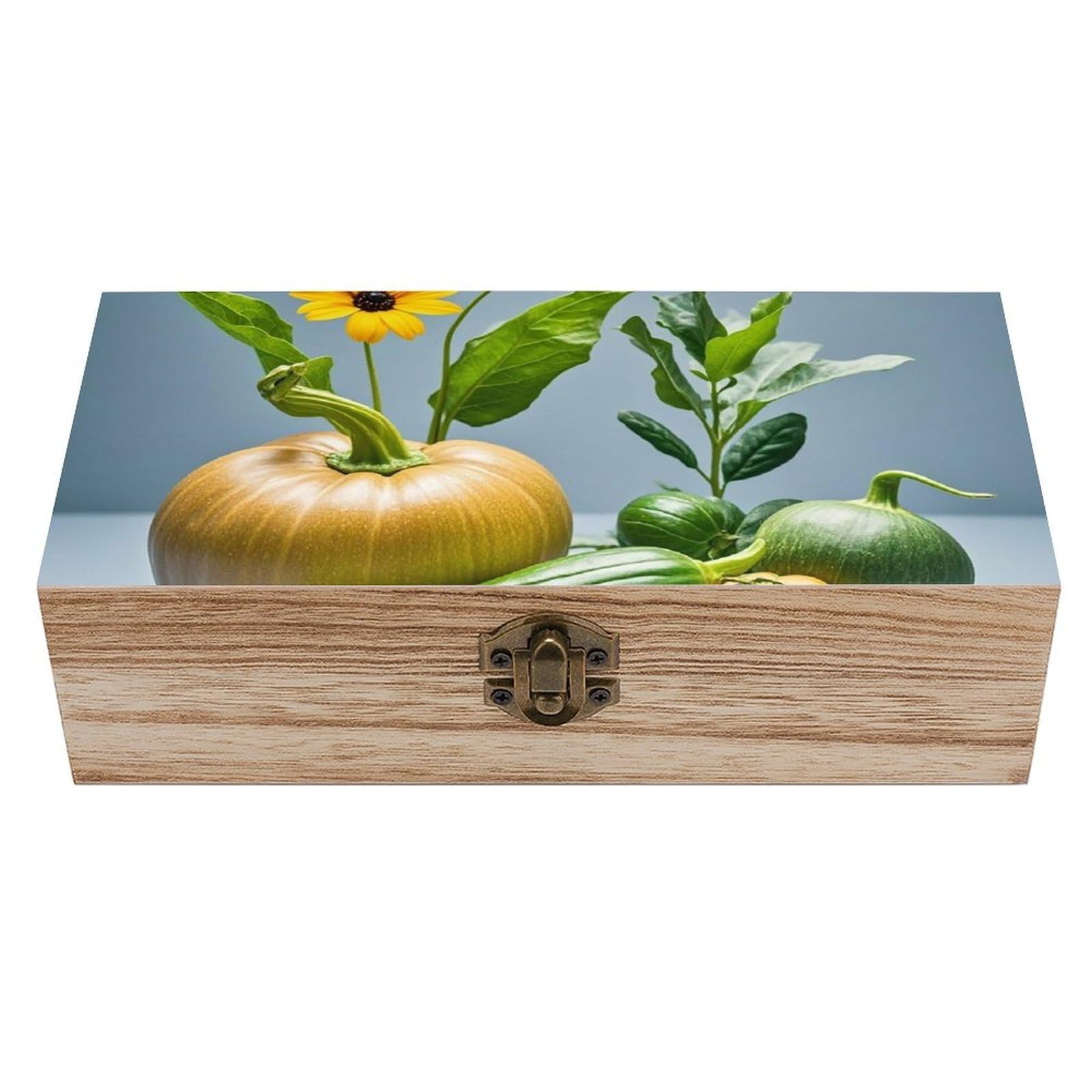 AQRJLPM Wooden Jewelry Box Beautifully Keepsake Box Trinket Box Keepsake Storage Organizer Vegetables And Flowers Handmade Wooden Box for Storing Jewelry, Coins, Tartot Cards, Small Treasures