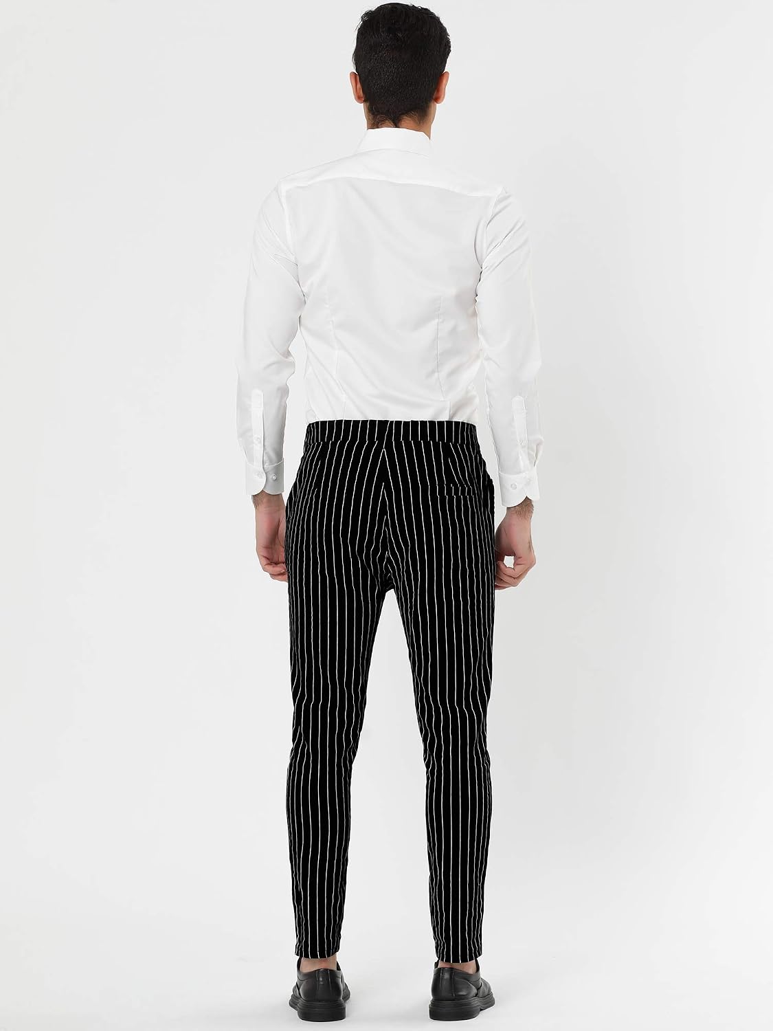 Lars Amadeus Men's Dress Striped Pants Slim Fit Flat Front Business Trousers