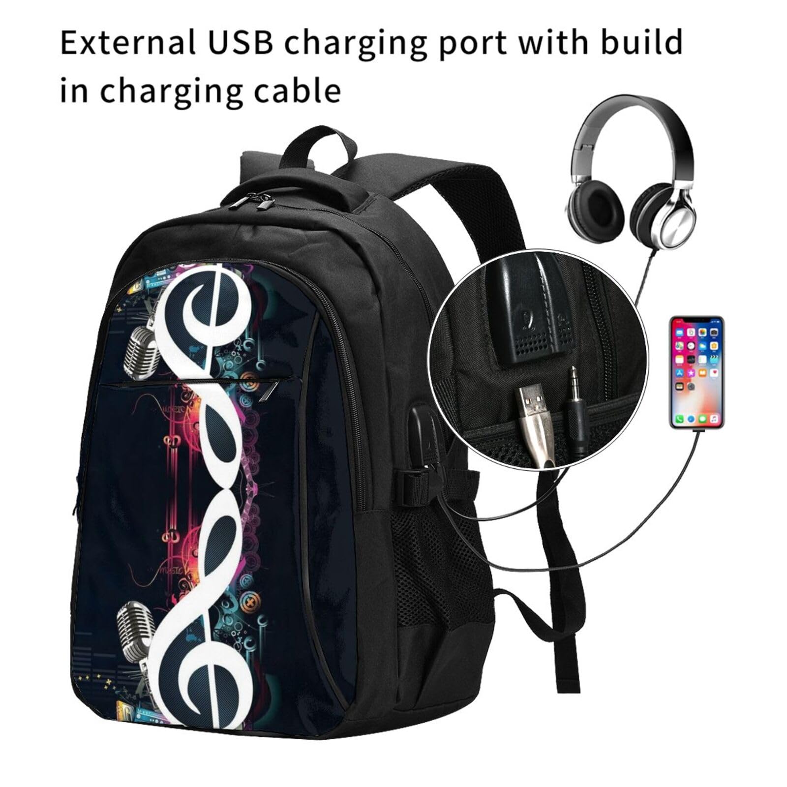 InOmak Musiknoten, Reiserucksack, Freizeitrucksack, Schulrucksack, Laptop-Rucksack für Damen und Herren