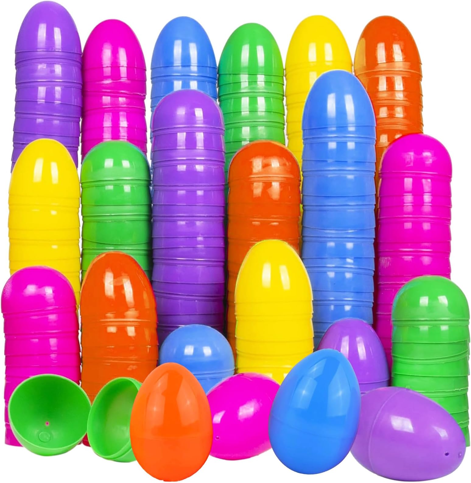 50 Pcs Plastic Easter Eggs Fillable, Reusable Empty Easter Egg Shells, Surprise Easter Eggs for Toys Gifts Candy, for Egg Hunt Party Crafts Holiday Decorations