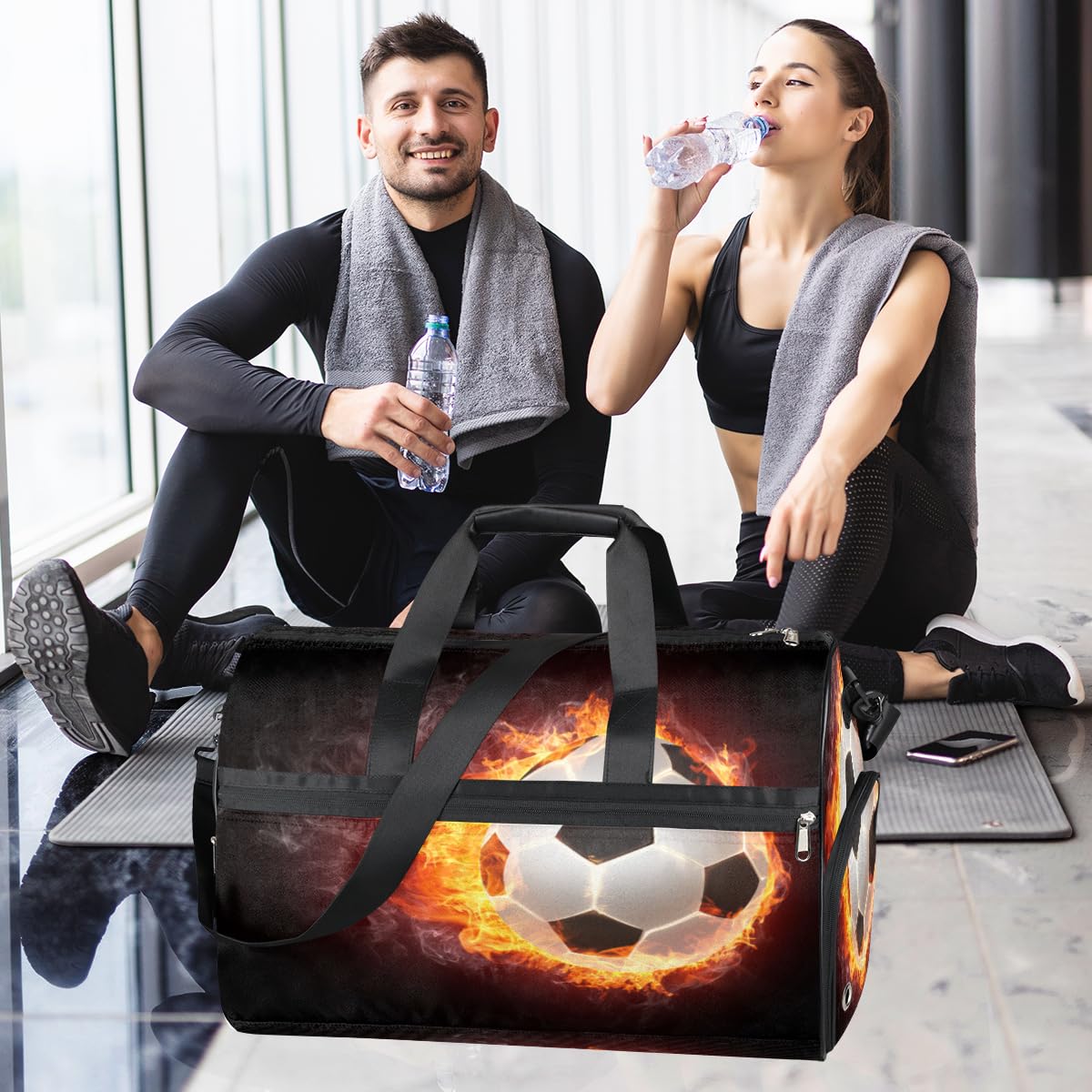 Personalisierte Sporttasche für Jungen und Herren, individuelle Sport-Reisetasche mit Schuhfach, maßgeschneiderte Mädchen-Tanztasche, Wochenend-Übernachtungstasche für Frauen, Kinder, Feuersport,