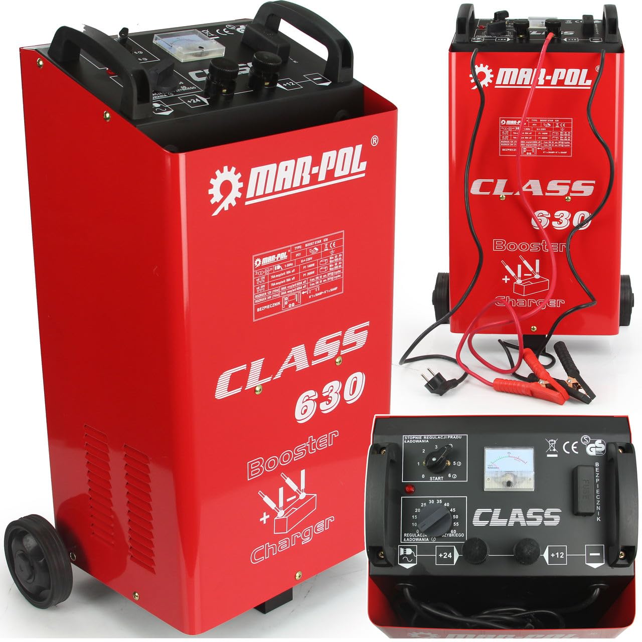 Cargador con función de carga rápida y arranque | Voltaje de carga 12V 24V | para baterías con una capacidad de 60 a 800 Ah | con ruedas