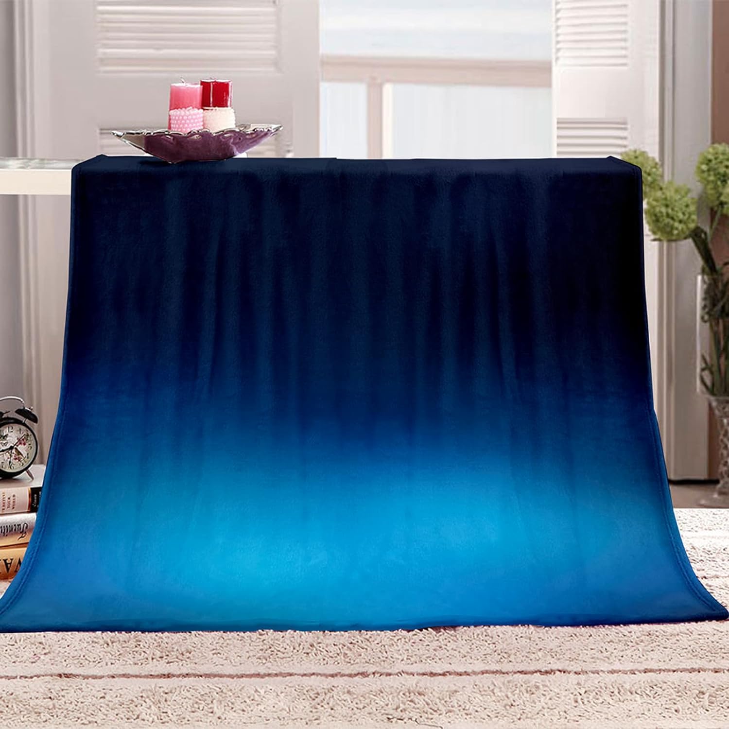 Couverture Polaire 180 x 220 cm Bleu, Plaid Polaire Bleu Couverture 3D Imprimée Flanelle Blanket Literie 2 Personnes, Couvertures Doux et Chaude pour Canape Lit J665